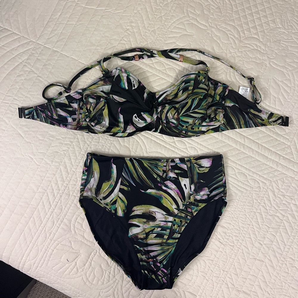 Fantasie Black and Green Tropical Bikini Set